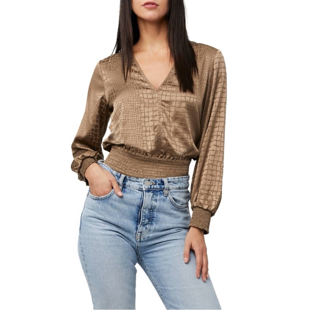 AS by DF Jordana Sepia Croc Silk Blouse - M